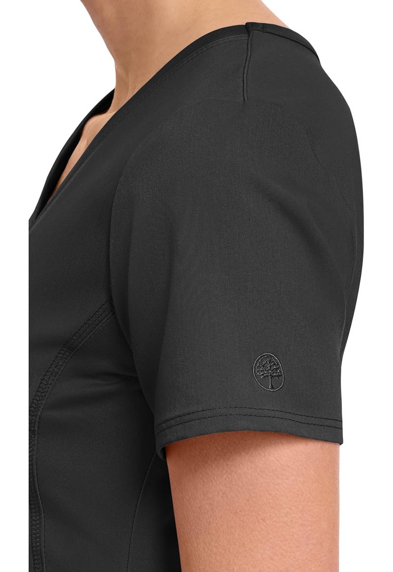 Healing Hands Women's Scrub Top V-Neck with 2 Pockets, 2-Way Stretch, and Yoga Knit Side Panels for Slim Fit - 2245, S, Black - Image 3